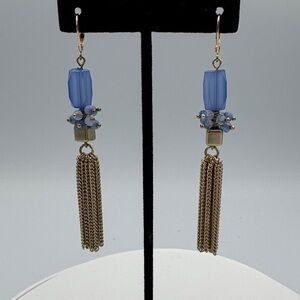 Chico's Blue and Gold Tassel Earrings